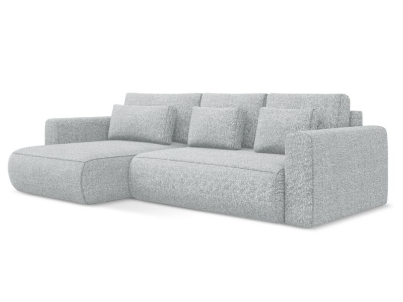 Narożnik lewostronny z funkcją spania Makamii Kapua z tkaniny strukturalnej 278x149 cm srebrny 1 szt.