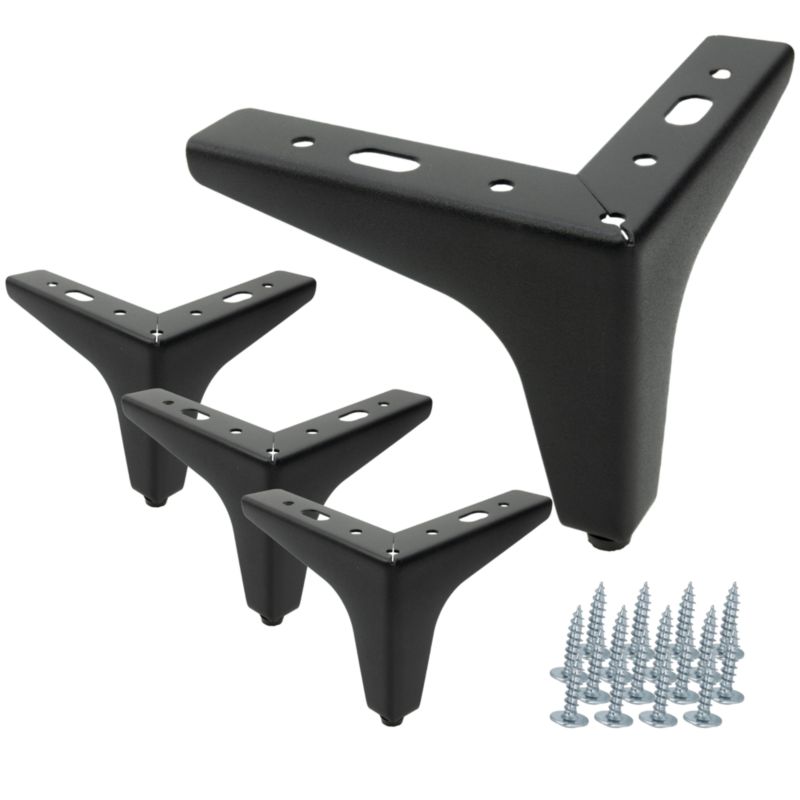 Zestaw 4 sztuk noga meblowa Kotwica czarny mat wysokość 10 cm 4 szt nóżek + 16 wkrętów GRATIS B&B
