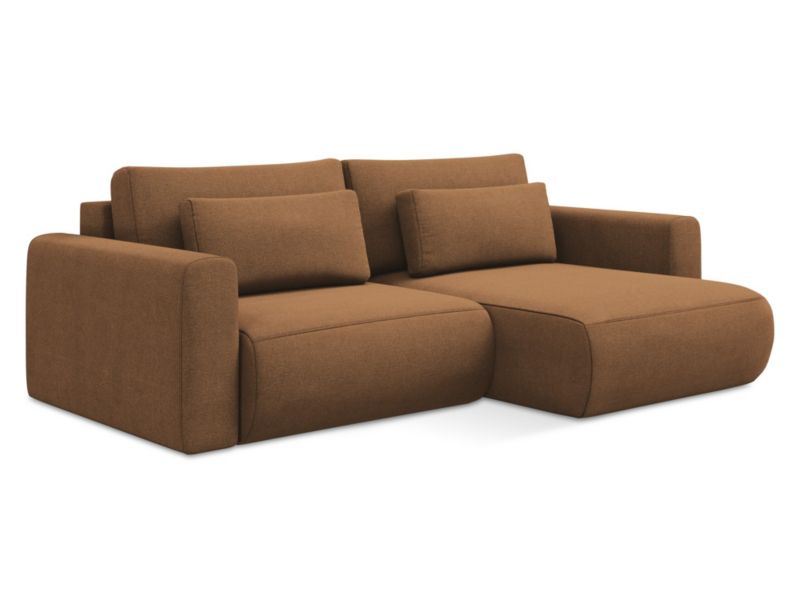 Narożnik prawostronny z funkcją spania Makamii Kapua z tkaniny strukturalnej 240x149 cm terakota 1 szt.