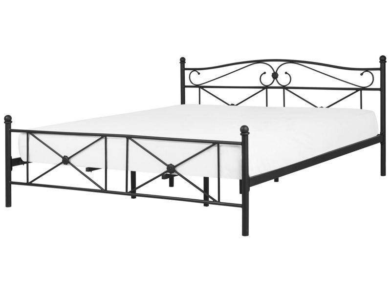 Łóżko metalowe 180 x 200 cm czarne Rodez 1 szt.