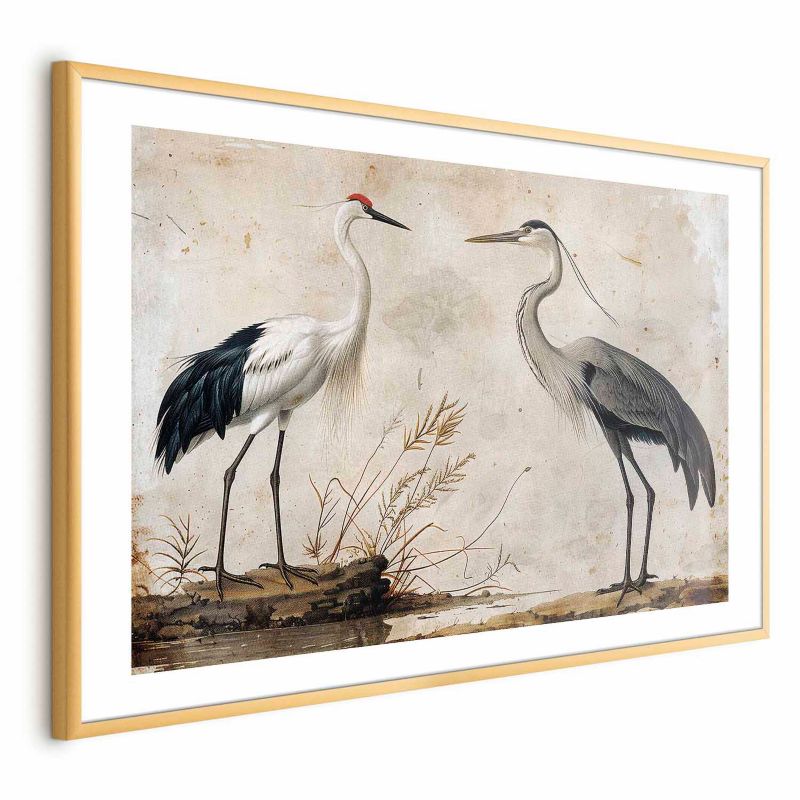 Plakat Artgeist Ptaki z ryciny 60x40 cm z ramą złotą 1 szt