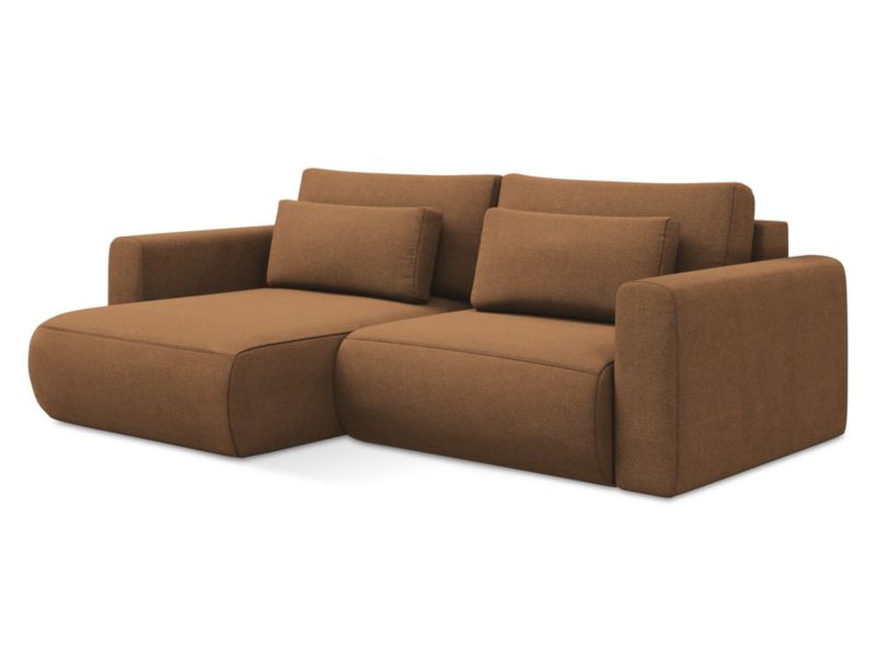 Narożnik lewostronny z funkcją spania Makamii Kapua z tkaniny strukturalnej 240x149 cm terakota 1 szt.