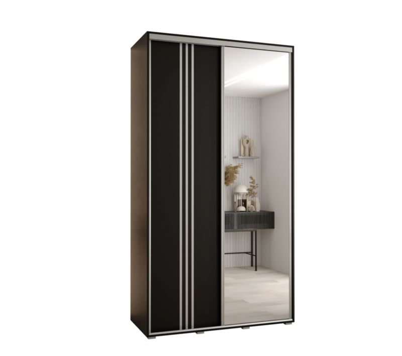 Szafa przesuwna Abiks DAVOS 7 wysoka szer.130cm gł.60cm czarny/czarny/srebrny 1szt.