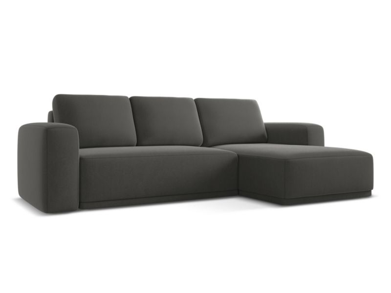 Narożnik prawostronny z funkcją spania Makamii Kaila z weluru 258x160 cm stalowy 1 szt.