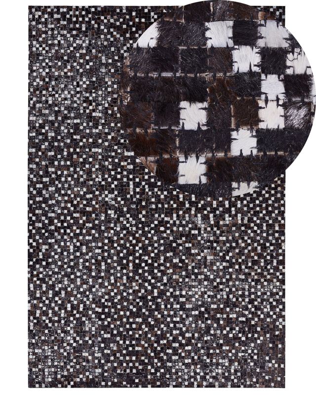 Dywan patchwork skórzany 140 x 200 cm brązowy Akkese 1 szt.