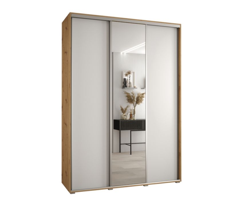 Szafa przesuwna Abiks DAVOS 3 wysoka szer.180cm gł.60cm artisan/biały/srebrny 1szt.