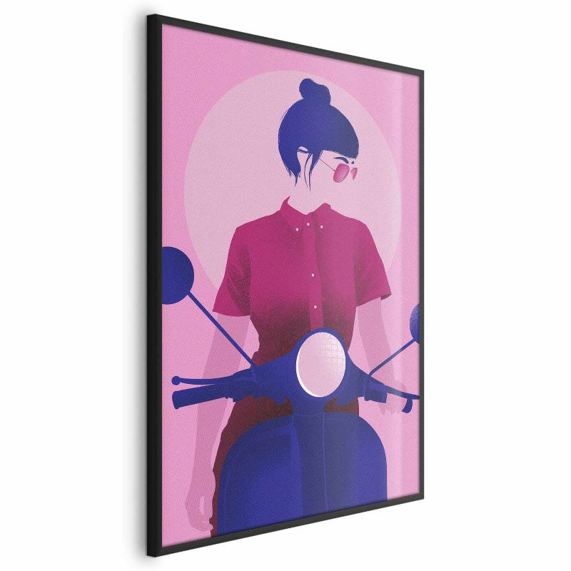 Plakat Artgeist Kobieta na skuterze 21x30 cm z ramą czarną 1 szt