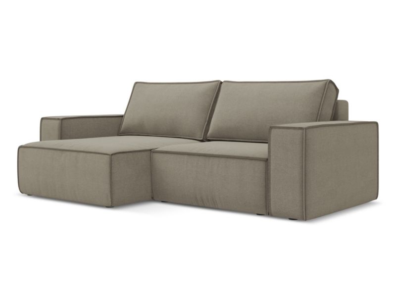 Narożnik lewostronny z funkcją spania Makamii Kimo z tkaniny strukturalnej 257x148 cm ciemny beż 1 szt.
