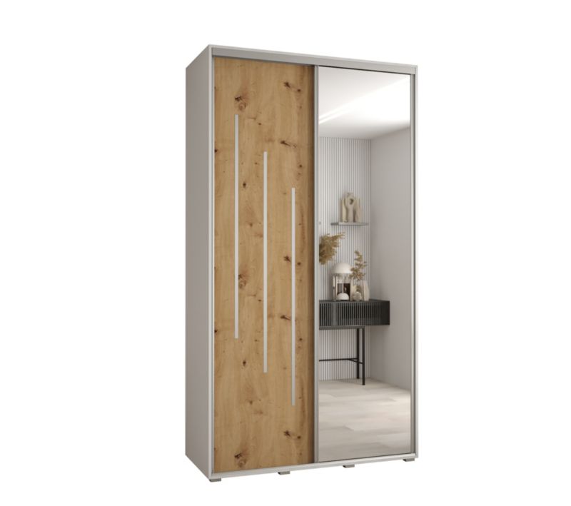 Szafa przesuwna Abiks DAVOS 9 wysoka szer.130cm gł.60cm biały/artisan/srebrny 1szt.