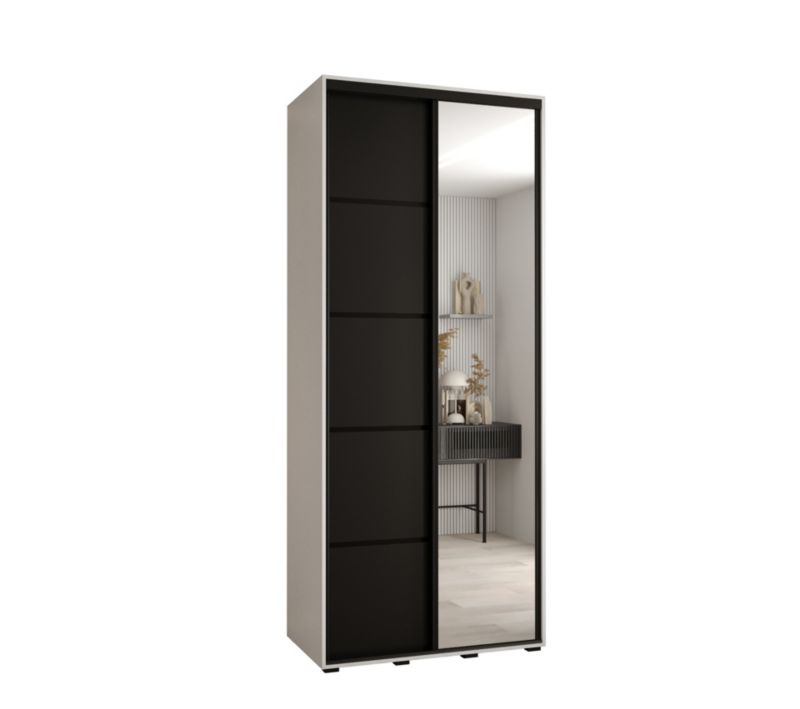 Szafa przesuwna Abiks DAVOS 5 wysoka szer.100cm gł.60cm biały/czarny/czarny 1szt.