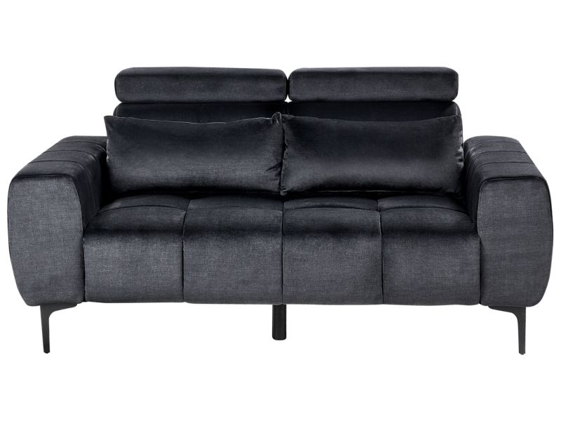 Sofa 2-osobowa welurowa czarna Vegamo 1 szt.