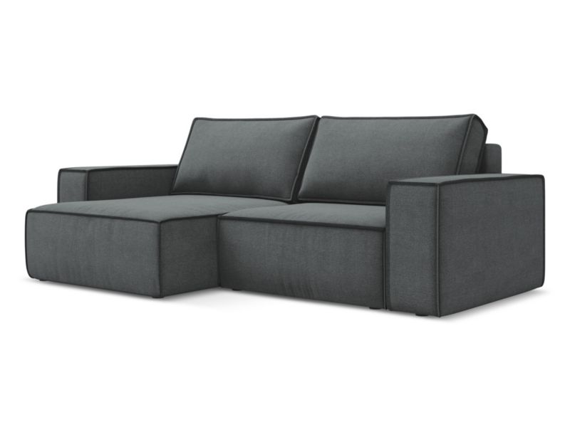 Narożnik lewostronny z funkcją spania Makamii Kimo z tkaniny strukturalnej 257x148 cm szary 1 szt.