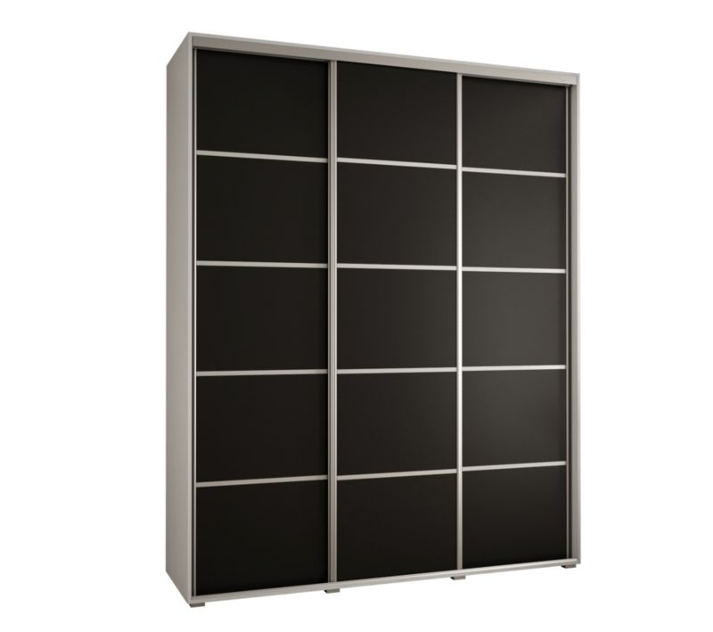 Szafa przesuwna Abiks DAVOS 4 wysoka szer.200cm gł.60cm biały/czarny/srebrny 1szt.