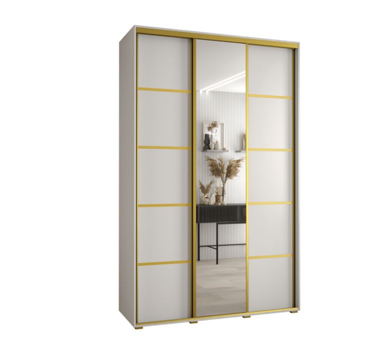 Szafa przesuwna Abiks DAVOS 5 wysoka szer.160cm gł.60cm biały/biały/złoty 1szt.