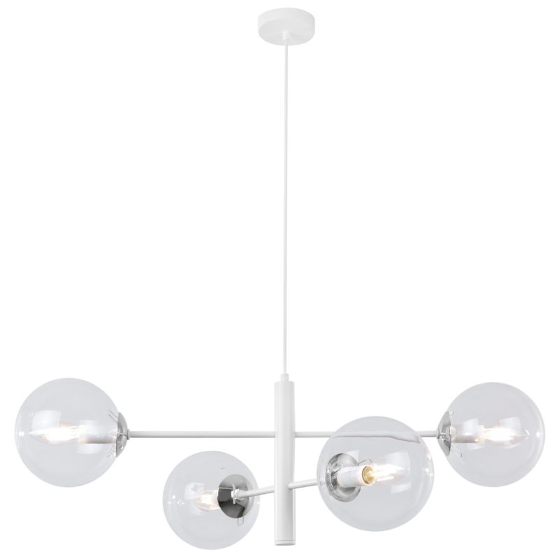 Lampa sufitowa wisząca Light Home LH Siena 4x E14 40W biały/chrom klosz bezbarwny 1szt.