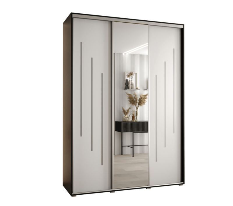 Szafa przesuwna Abiks DAVOS 9 wysoka szer.180cm gł.45cm czarny/biały/srebrny 1szt.