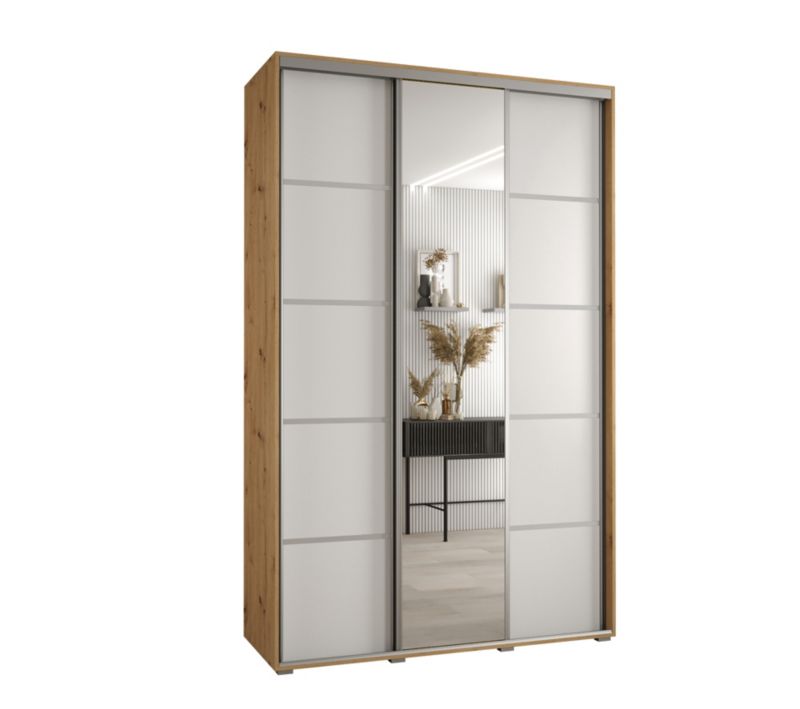 Szafa przesuwna Abiks DAVOS 5 wysoka szer.150cm gł.60cm artisan/biały/srebrny 1szt.