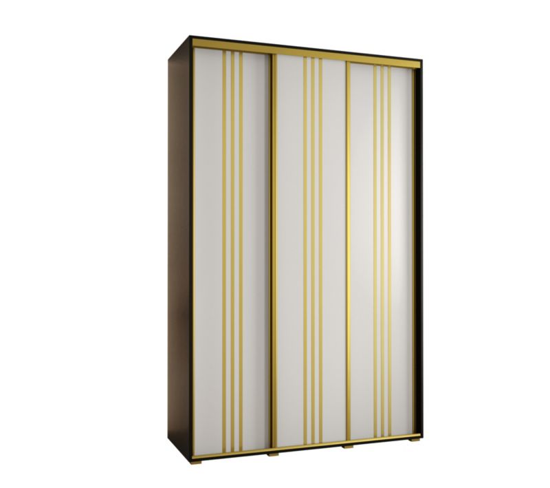 Szafa przesuwna Abiks DAVOS 6 wysoka szer.150cm gł.45cm czarny/biały/złoty 1szt.