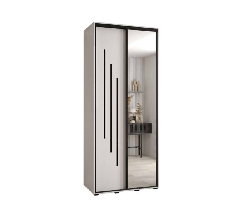Szafa przesuwna Abiks DAVOS 9 wysoka szer.120cm gł.60cm biały/biały/czarny 1szt.