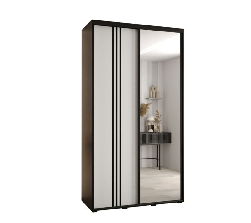 Szafa przesuwna Abiks DAVOS 7 wysoka szer.130cm gł.45cm czarny/biały/czarny 1szt.