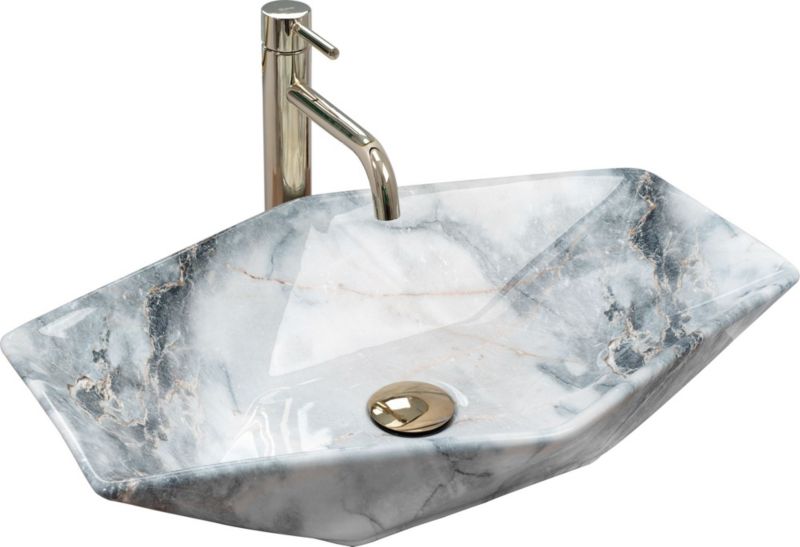 Umywalka Nablatowa Rea Vegas Granit Shiny Asymetryczna Szary 57X37X12Cm 1 Szt