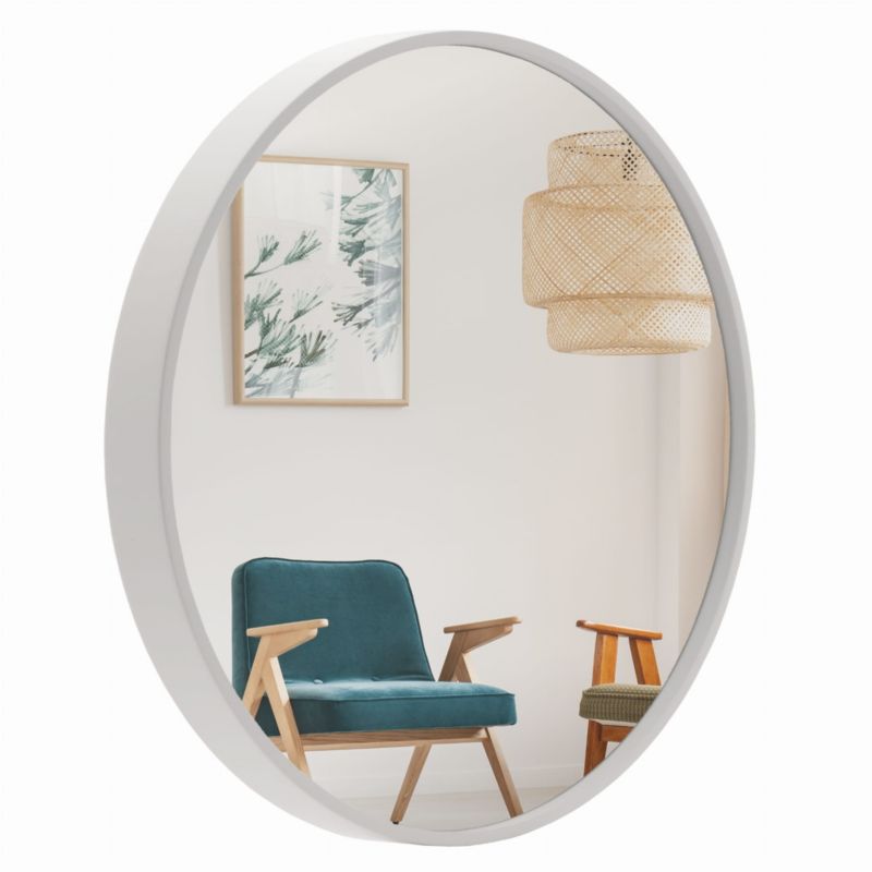 Lustro okrągłe BD art drewniane loftowe 70 cm białe 1 szt.