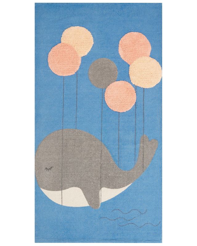 Dywan dziecięcy bawełniany motyw wieloryba 80 x 150 cm niebieski Balabang 1 szt.