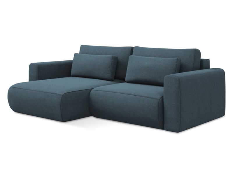 Narożnik lewostronny z funkcją spania Makamii Kapua z tkaniny strukturalnej 240x149 cm jeans 1 szt.