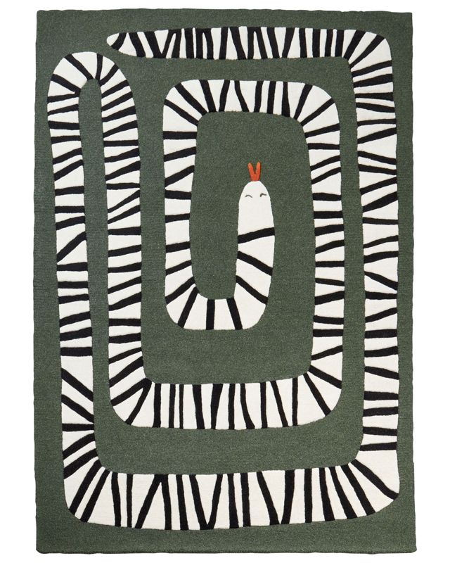 Dywan wełniany motyw węża 160 x 230 cm zielony Okapi 1 szt.