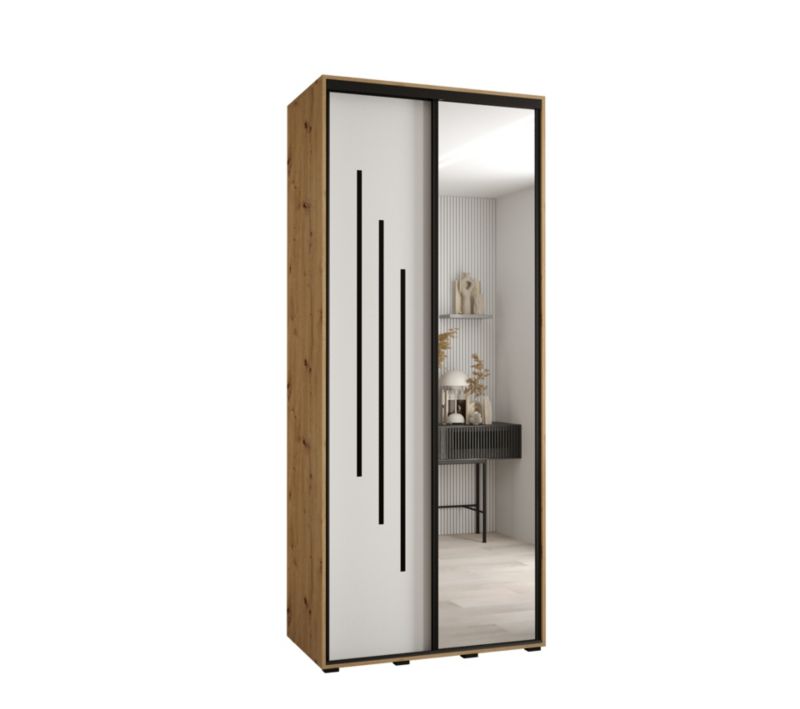 Szafa przesuwna Abiks DAVOS 9 wysoka szer.100cm gł.60cm artisan/biały/czarny 1szt.