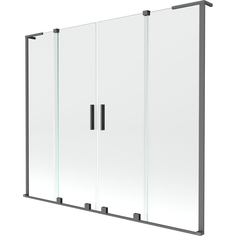Parawan nawannowy przesuwany Mexen Velar L transparentny gun metal 200x150 cm 1 szt.