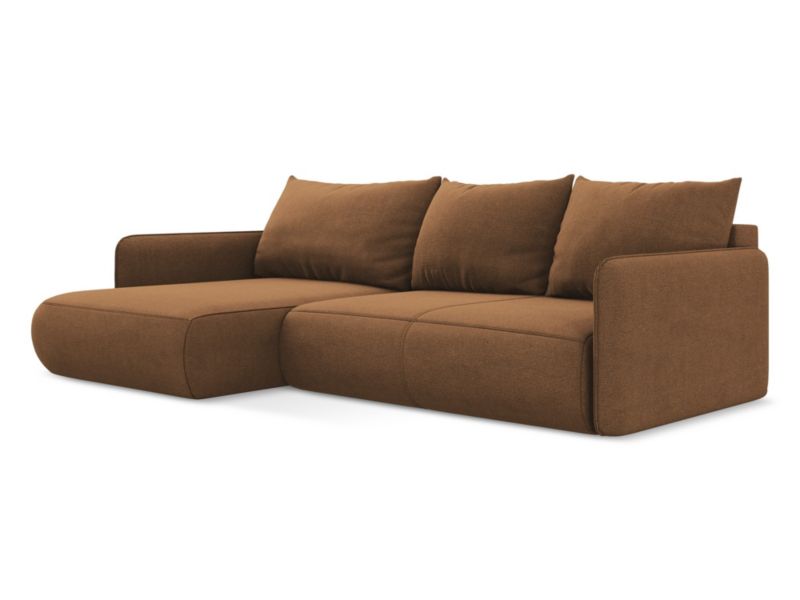Narożnik lewostronny z funkcją spania Makamii Nanea z tkaniny strukturalnej 240x148 cm terakota 1 szt.