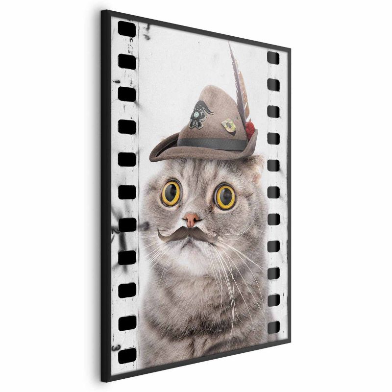 Plakat Artgeist Kot w kapeluszu 60x90 cm z ramą czarną 1 szt
