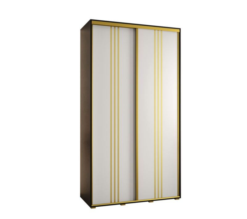 Szafa przesuwna Abiks DAVOS 6 wysoka szer.140cm gł.45cm czarny/biały/złoty 1szt.