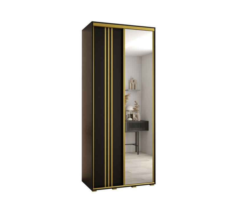 Szafa przesuwna Abiks DAVOS 7 wysoka szer.120cm gł.60cm czarny/czarny/złoty 1szt.