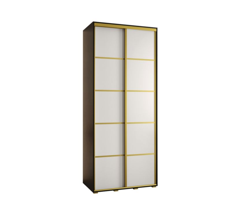 Szafa przesuwna Abiks DAVOS 4 wysoka szer.120cm gł.45cm czarny/biały/złoty 1szt.
