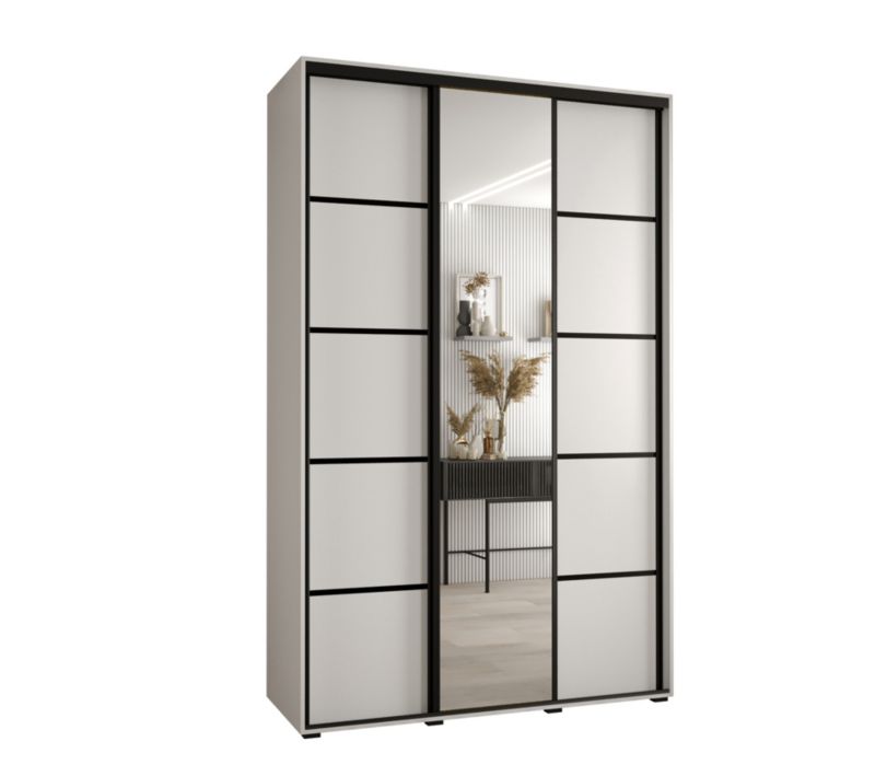 Szafa przesuwna Abiks DAVOS 5 wysoka szer.150cm gł.60cm biały/biały/czarny 1szt.