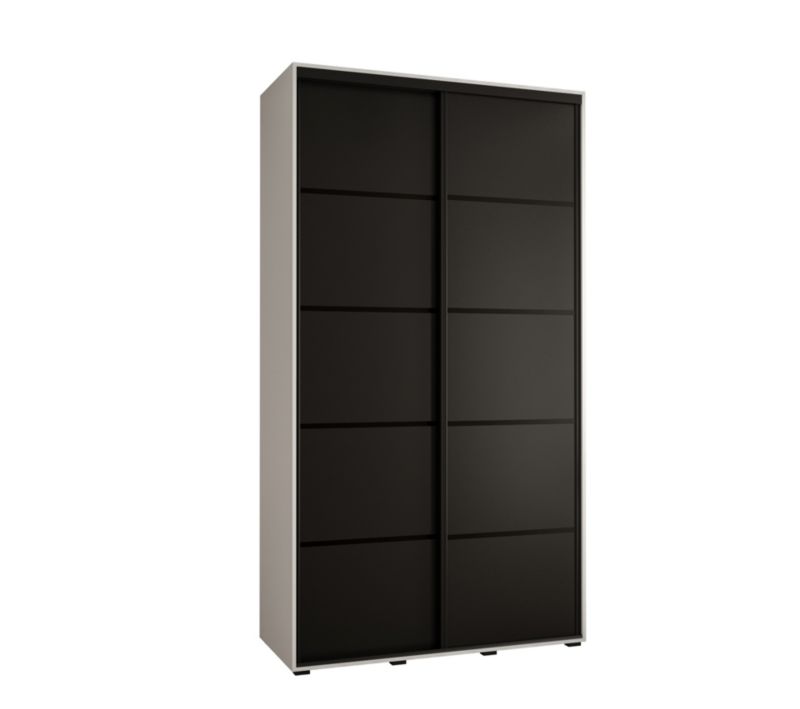 Szafa przesuwna Abiks DAVOS 4 wysoka szer.130cm gł.45cm biały/czarny/czarny 1szt.