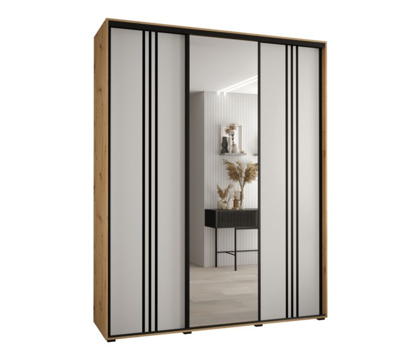 Szafa przesuwna Abiks DAVOS 7 wysoka szer.200cm gł.60cm artisan/biały/czarny 1szt.