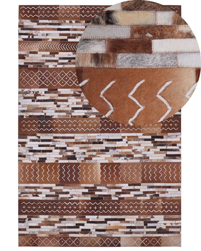 Dywan patchwork skórzany 160 x 230 cm brązowy Herekli 1 szt.