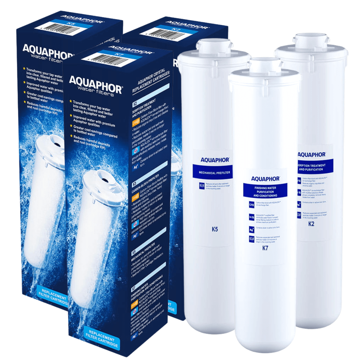 Zestaw filtrów Aquaphor K2 + K5 + K7 do filtra wody Kryształ A.