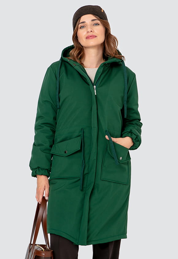 Lillow - PARKA Damska softshell ZIMOWA - zielona - Materiał wiskoza - Uszyto w Polsce