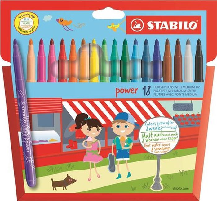 Stabilo Flamastry Power w etui 18 kolorów
