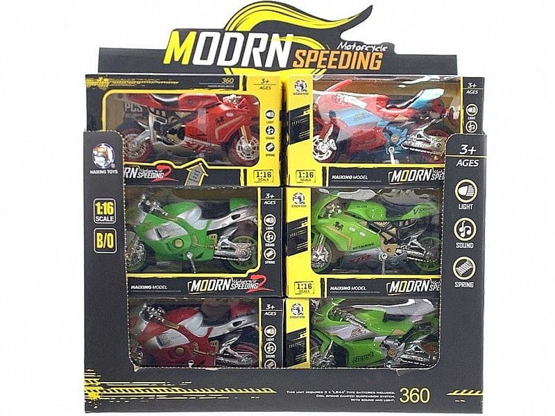 motocykl metalowy z podświetleniem LED 15x8,5x7cm, display 12szt