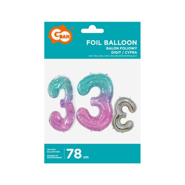 Balon Folica Cyfra 3 Kosmos 78cm