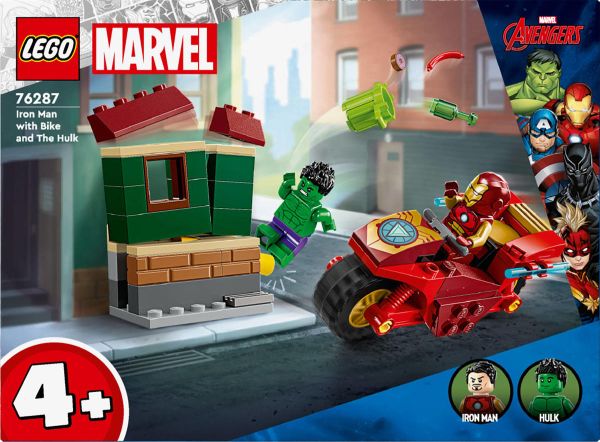Klocki LEGO Super Heroes - Iron Man z motocyklem i Hulk 76287