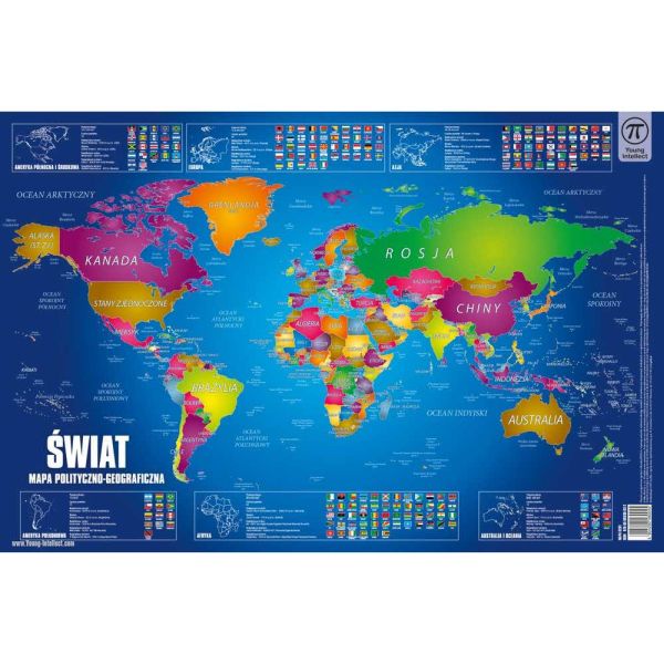 Plansza na biurko MAPA ŚWIATA, rozm. 550x365 mm, Young Intellect
