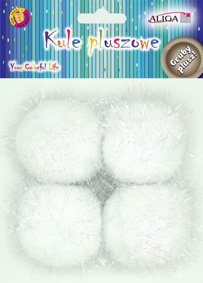 Kule pluszowe POM-3202 metalizowane perłowe. Op. 4 szt., śr. 5 cm.