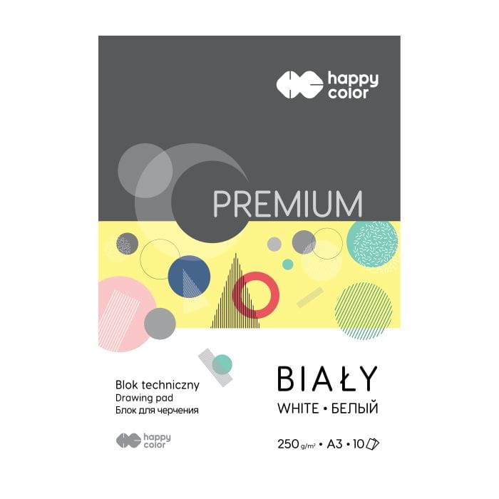 Happy Color Blok techniczny A3- białe kartki Premium 250g