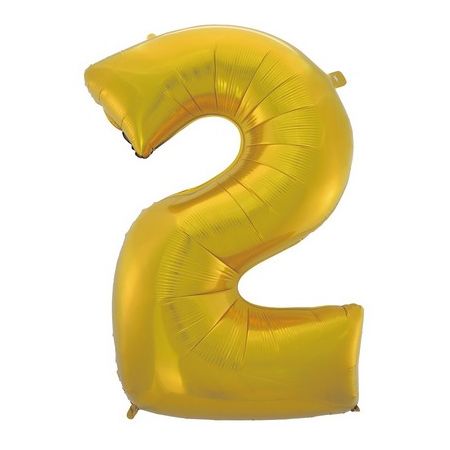 BALON CYFRA 2 ZŁOTA MAT 92CM